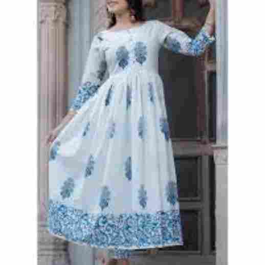    3/4th Sleeves Cotton Ladies Anarkali Suit, Size : Small, Medium, Large, Pattern : Printed